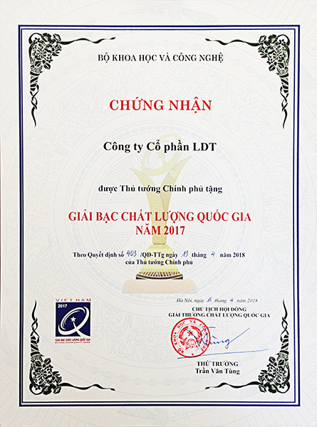 Chứng nhận GTCLQG - LDT Chứng nhận GTCLQG - LDT