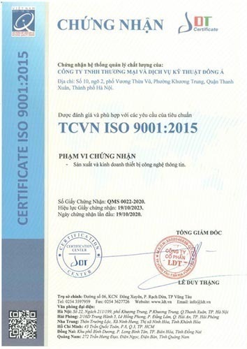 Giấy chứng nhận HTQL ISO 9001 - LDT Giấy chứng nhận HTQL ISO
