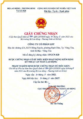 giấy chứng nhận kiểm định theo BLĐTBXH năm 2023